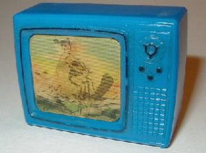 Vintage novelty lenticular flicker television TV sharpeners —